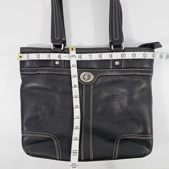 Coach Hamilton Hampton F13959 Black Pebbled Leather Shoulder Bag Turn Lock - Picture 11 of 12